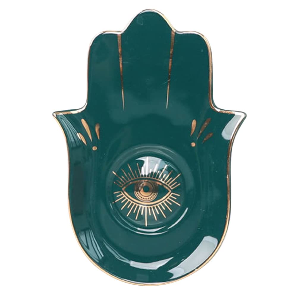Olivenorma Hamsa Small Tray Evil Eye Jewelry Plate Coaster - Green - Hamsa Evil Eye#1 - image 7