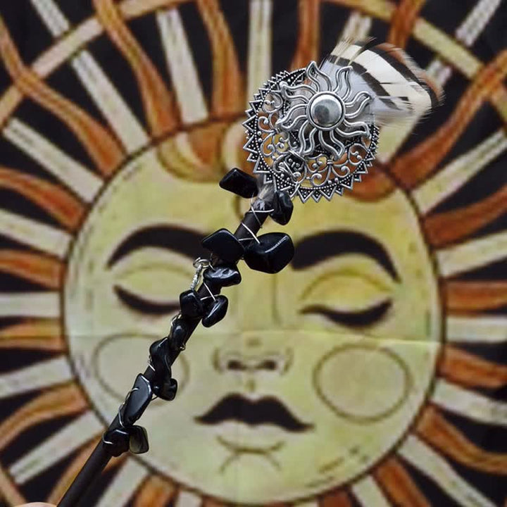 Olivenorma Natural Fairy Moon With Feather Crystal Wands - Obsidian - image 12
