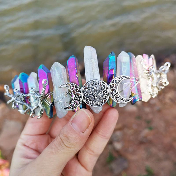 Olivenorma Natural Iridescent Two-Tone Crystal Stitching Crown Headband - image 1