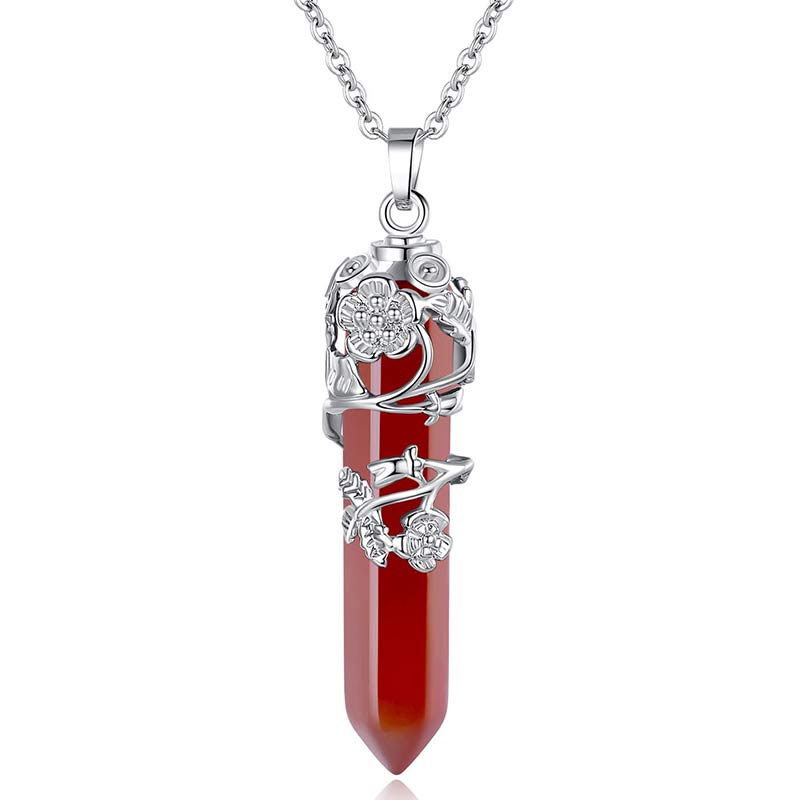 Olivenorma Natural Crystal Hexagonal Column Necklace - Red Agate - image 3