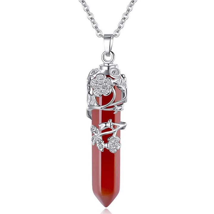 Olivenorma Natural Crystal Hexagonal Column Necklace - Red Agate - image 3