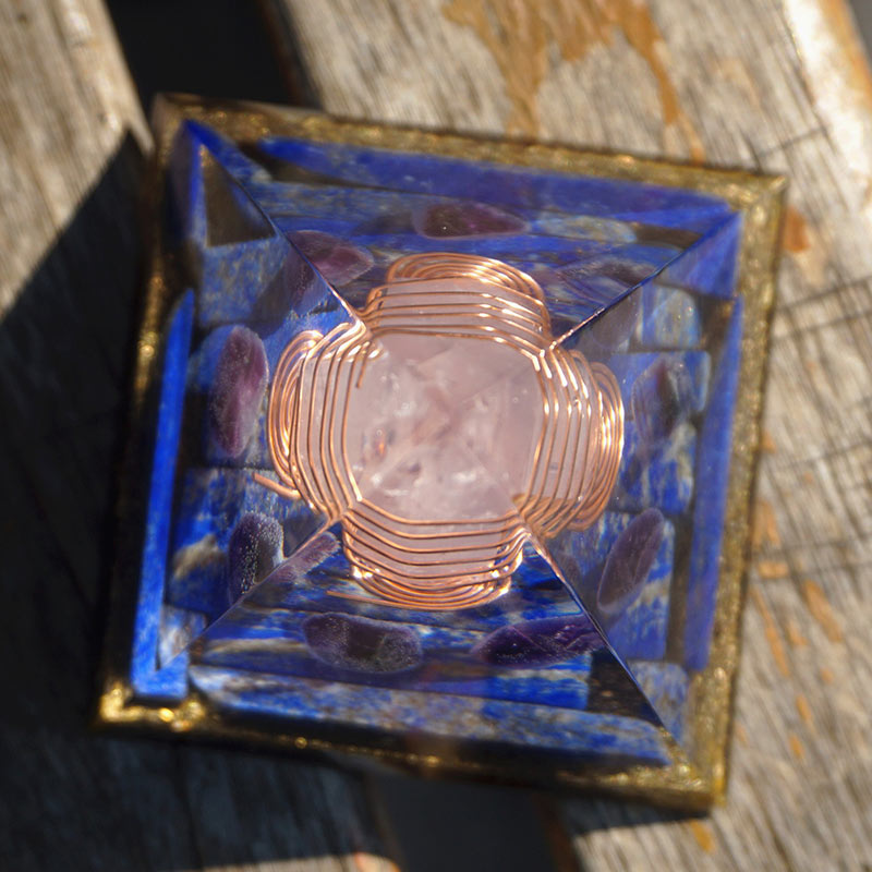 Olivenorma Rose Quartz Pillar With Lapis Lazuli Orgone Pyramid - image 6