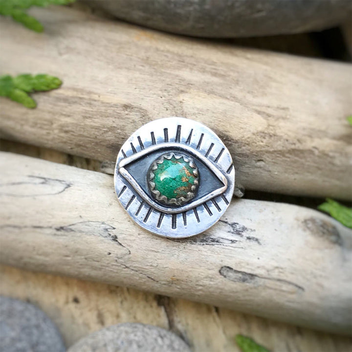 Chrysoprase Evil Eye Protection Ring - Malachite - image 9