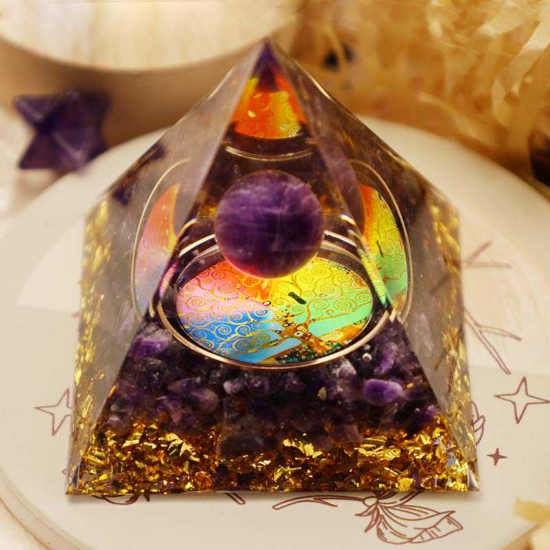Olivenorma Amethyst Tree Of Life Orgone Pyramid - image 2