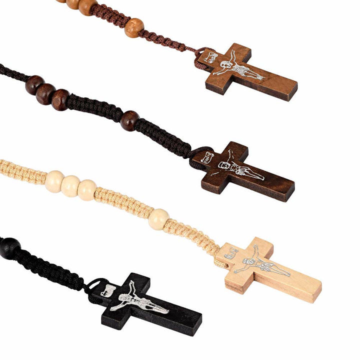Olivenorma Cross Wooden Mala Bead Rosary Necklace - image 11