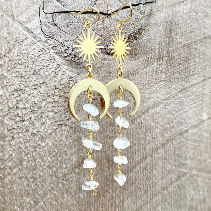 Olivenorma Amethyst Clear Crystal Sun Tassel Earrings - image 3