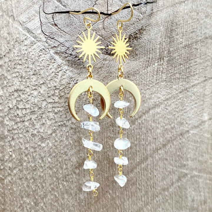 Olivenorma Amethyst Clear Crystal Sun Tassel Earrings - image 3