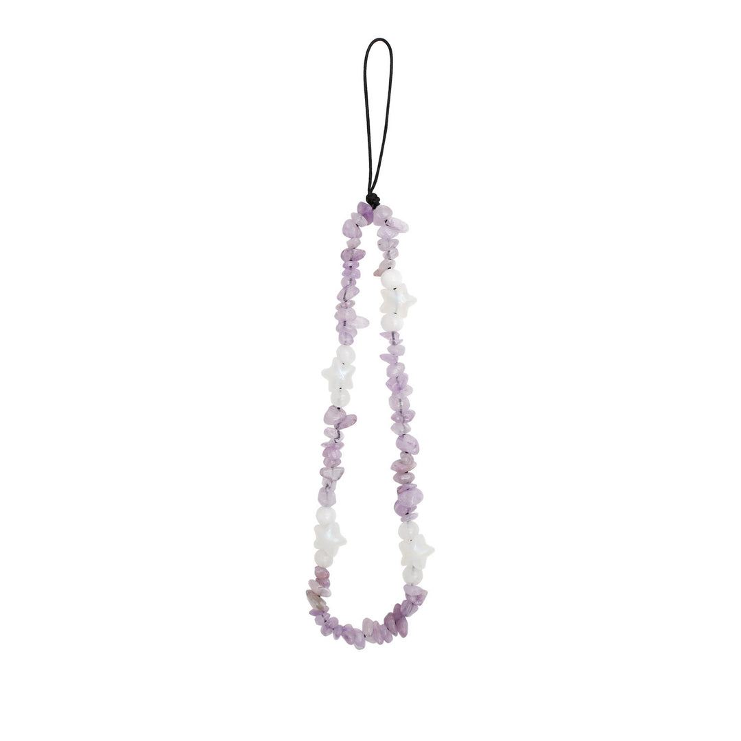 Olivenorma Handmade Crushed Stone Pearl Pentagram Beading Phone Strap - Amethyst - image 4
