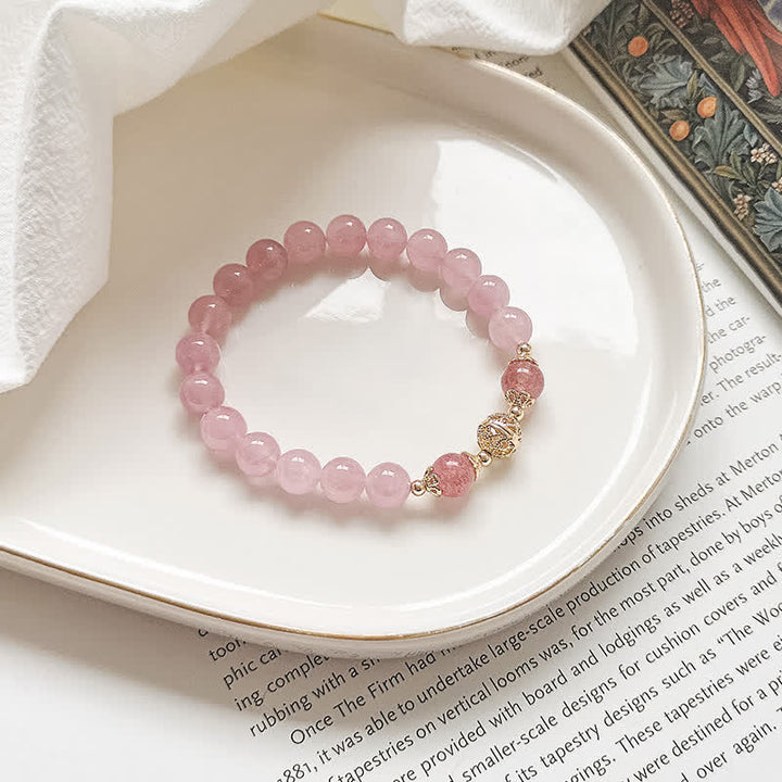 Strawberry Quartz Love Gemstone Bracelet - 6.3''-6.69"(16-17cm) - image 0