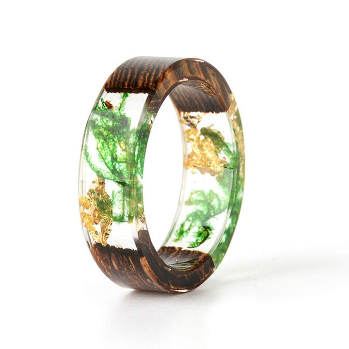Olivenorma Intellectual & Optimistic - Handmade Wood Ring - Green+Gold - 11 - image 27