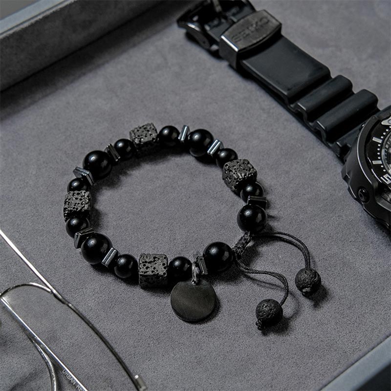 Obsidian Lava Stone Tranquillity Bracelet - Obsidian&Lava Stone - image 0