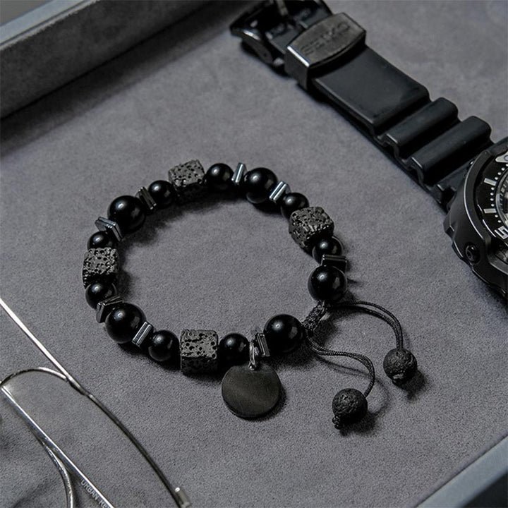 Obsidian Lava Stone Tranquillity Bracelet - Obsidian&Lava Stone - image 0