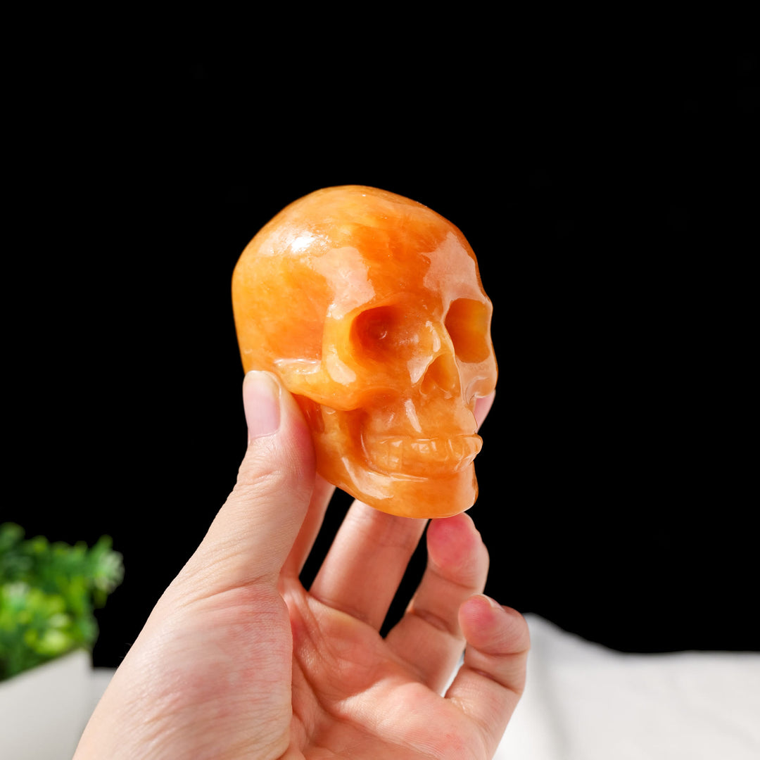Olivenorma 3inch Yellow Aventurine Skull Head Gemstone Decoration - image 2