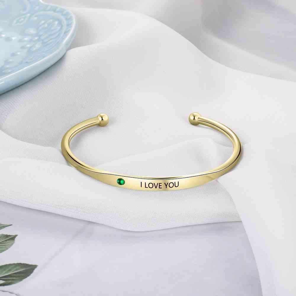 Olivenorma Custom Personalised Bangle Engraving Birthstone Bracelet - image 4
