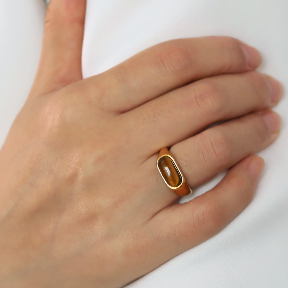 Olivenorma Oval Natural Stone Gold Color Ring - image 11