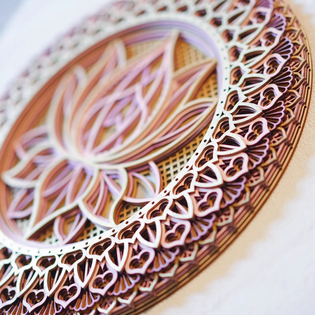 Olivenorma Pink Lotus Mandala 3D Engraving Wall Decor - image 6