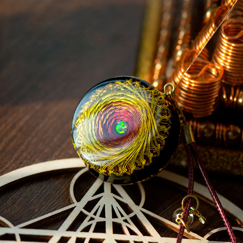 Olivenorma Shadow Gate Rainbow Swirl Yellow Pendant Orgone Necklace - Orgone Necklace - image 0