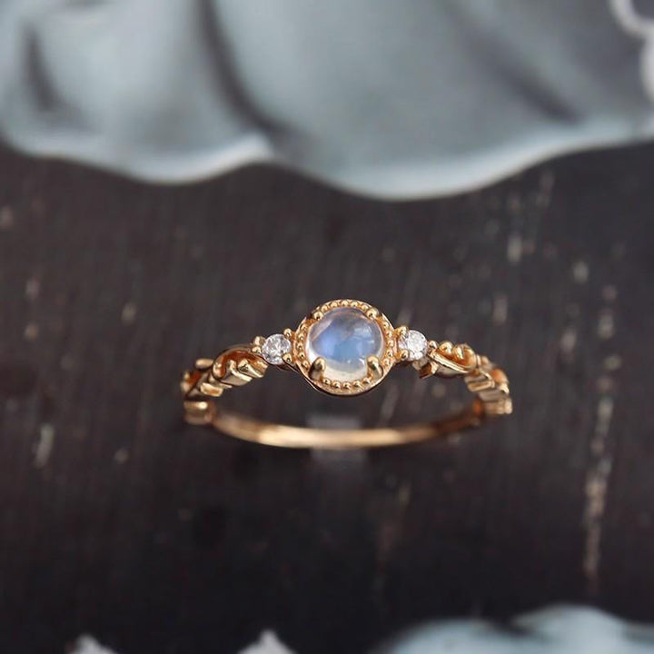 Olivenorma Natural Moonstone Zircon Delicate Ring - image 8
