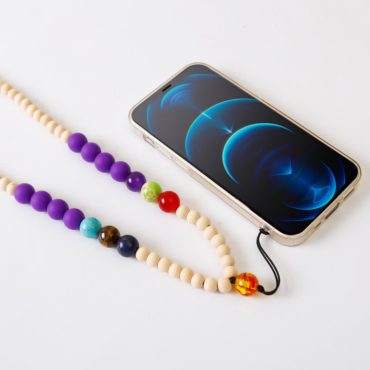Olivenorma Natural Crystal String Handmade Wooden Beads Phone Strap - Purple - image 11