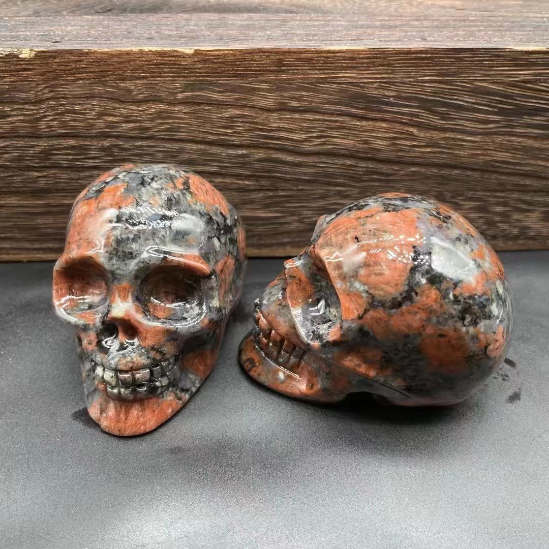 Olivenorma 7Cm Carved Natural Crystal Skull Gemstone Decoration - Red Amphibole - image 2