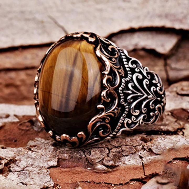 Olivenorma Men's Tiger Eye Gemstone Ring - 13 - image 0