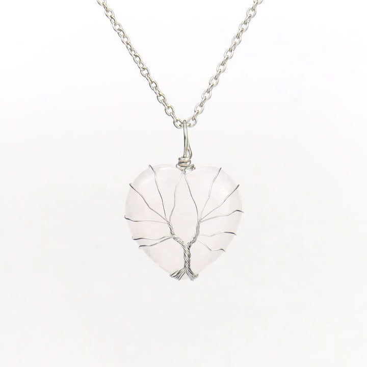 Olivenorma Natural Crystal Heart Necklace - Clear Quartz (or White Quartz) - image 4
