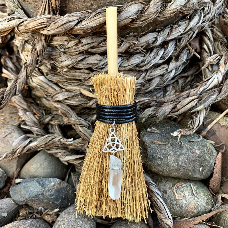 Olivenorma Handmade Mini Broom Crystal Ornamet - Celtic knots & Clear Crystal - image 10