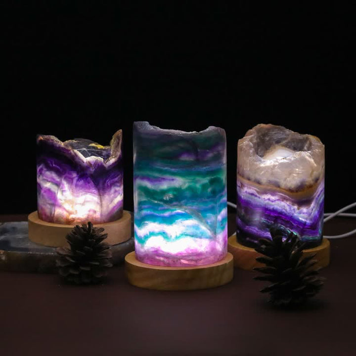 Olivenorma Natural Fluorite Cylinder Crystal Lamp - image 1