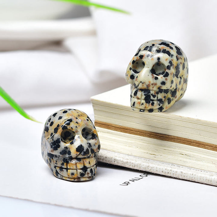 Olivenorma Crystal Mini Skull Halloween Gemstone Decoration - Dalmatian Jasper - image 13