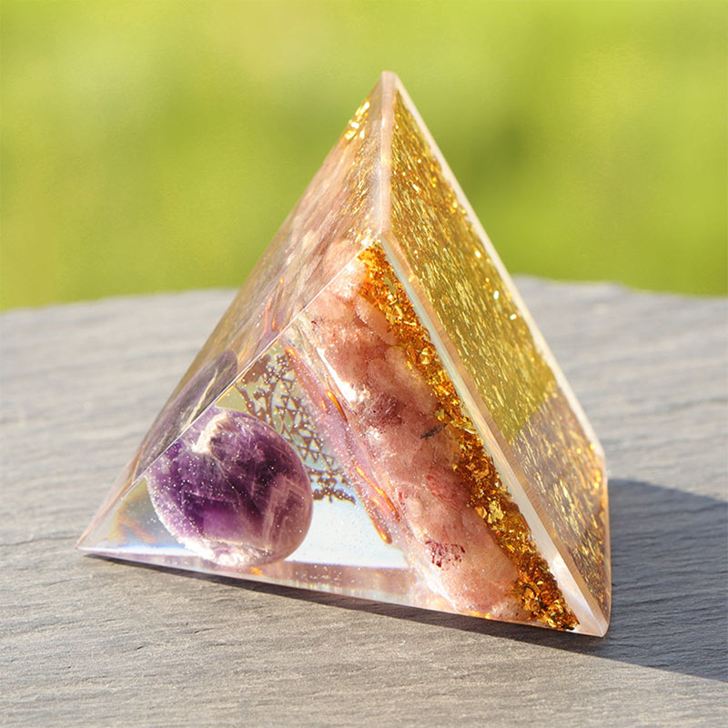 Olivenorma Amethyst Strawberry Quartz Orgone Pyramid - image 2