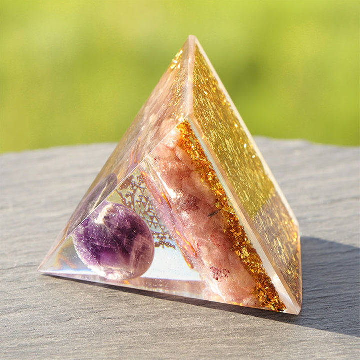 Olivenorma Amethyst Strawberry Quartz Orgone Pyramid - image 2