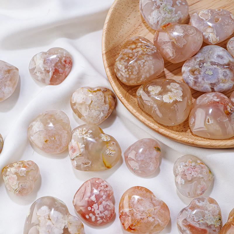 Olivenorma Cherry Blossom Agate Polished Play Stone Crystal Heart - image 1