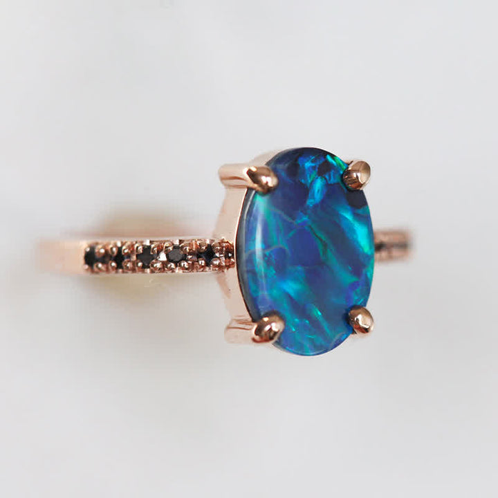 Olivenorma Sapphire With Opal 3 - Piece Ring Set - image 11
