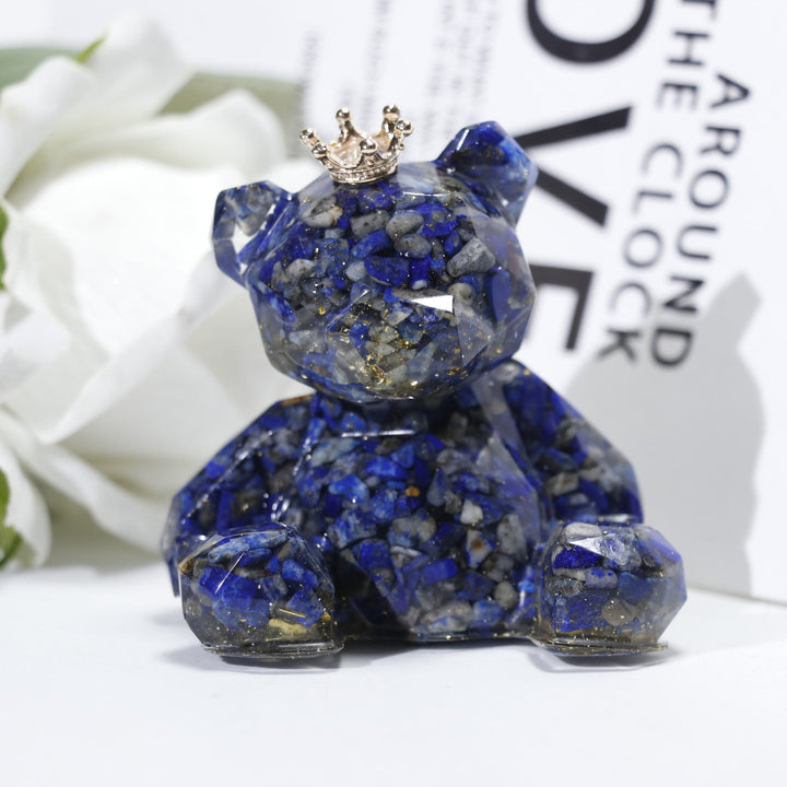 Olivenorma Crystal Gravel Resin Bear Ornament Gemstone Decoration - Lapis Lazuli - image 23