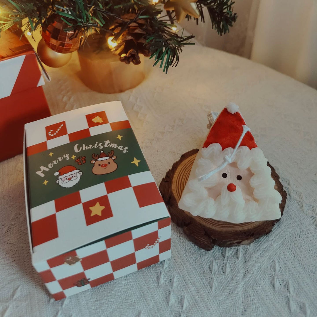 Olivenorma Christmas Cake Cookie Model Candle - Triangular Santa-7*9*5cm - image 2