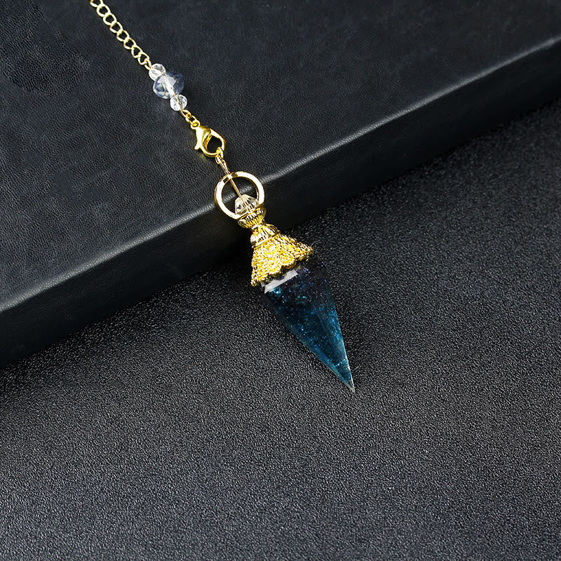 Olivenorma Natural Crystal Resin Hexagonal Pyramid Pendulum - Blue Glass - image 65