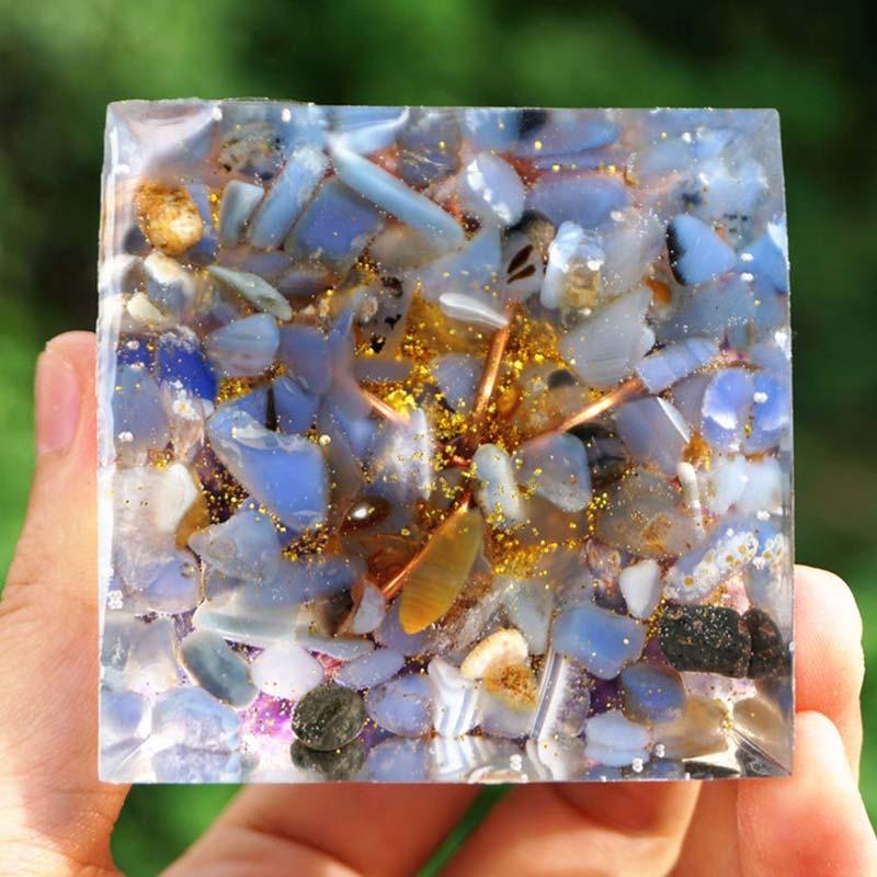 Olivenorma Amethyst Blue Lace Agate Tree Of Life Orgone Pyramid - image 4