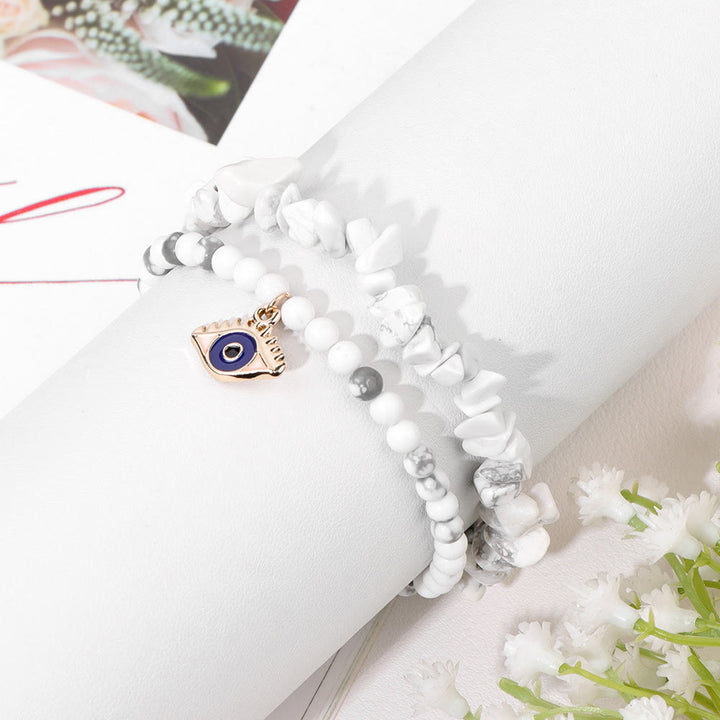 Olivenorma Evil Eye Pendant Double Layer Crystal Bracelet Set - image 9