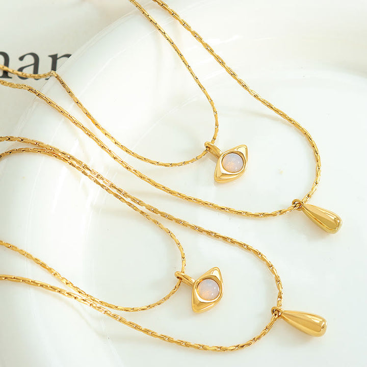 Olivenorma Opalite Evil Eye Pendant Double Layer Necklace - image 11