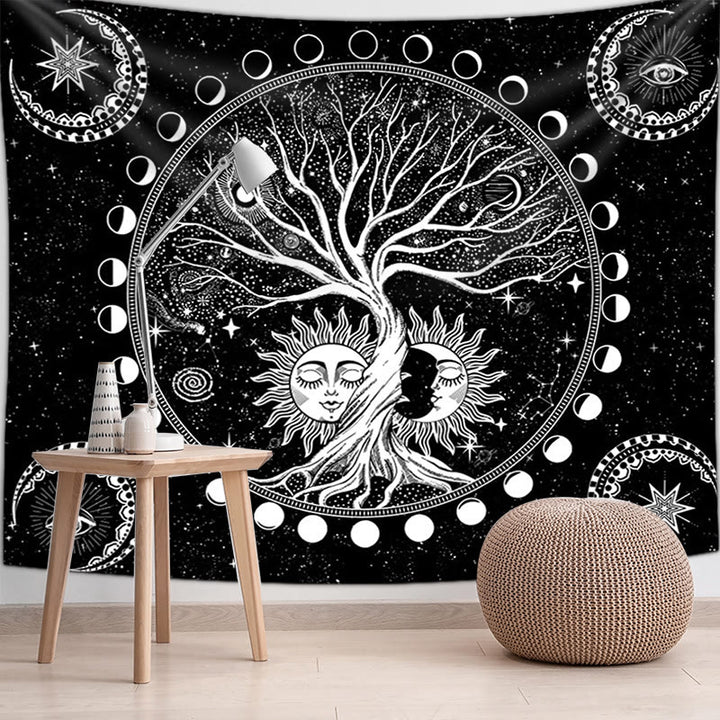 Olivenorma Black White Tree Of Life Tapestry - image 1