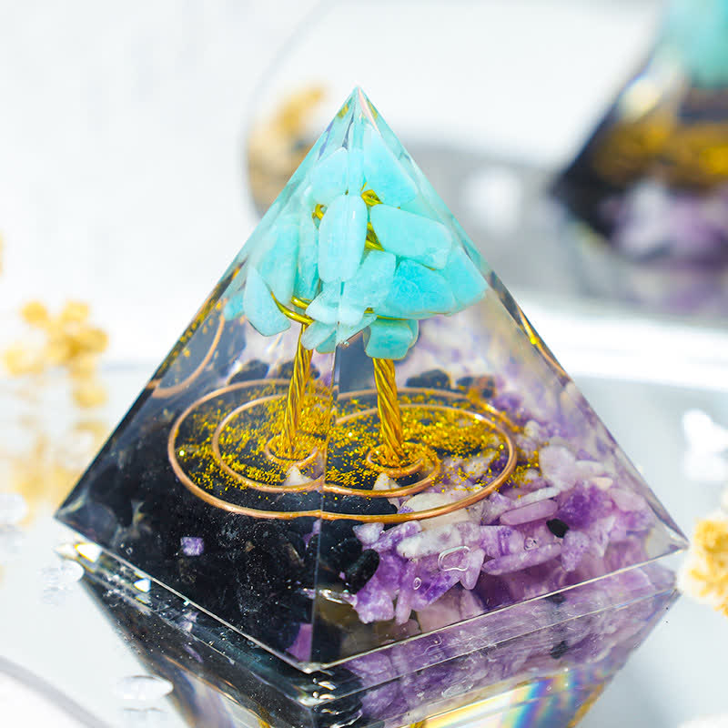 Olivenorma Blue Chalcedony Tree Of Life Orgone Pyramid - image 1
