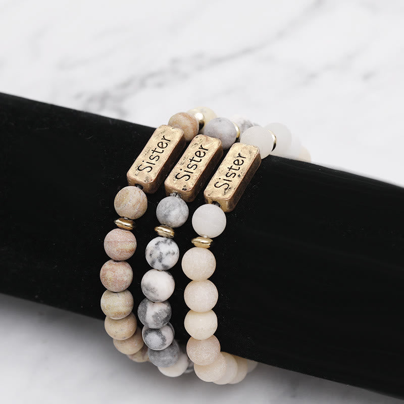 Olivenorma Natural Gemstone Sister Engraving Bracelet - image 12