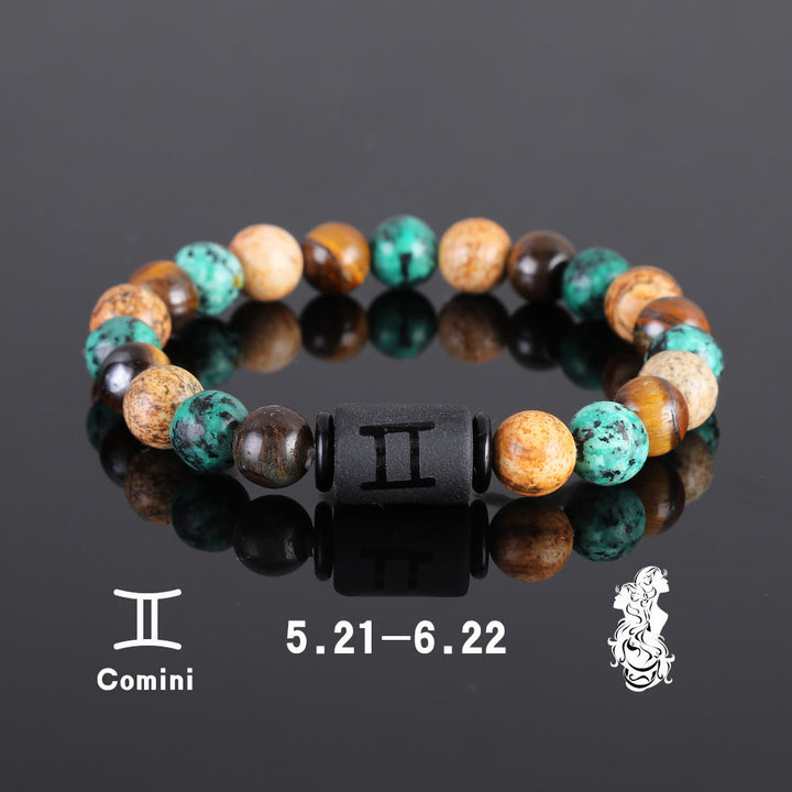 Olivenorma Tiger Eye Bronzite Beaded Zodiac Pendant Bracelet - Gemini - image 3