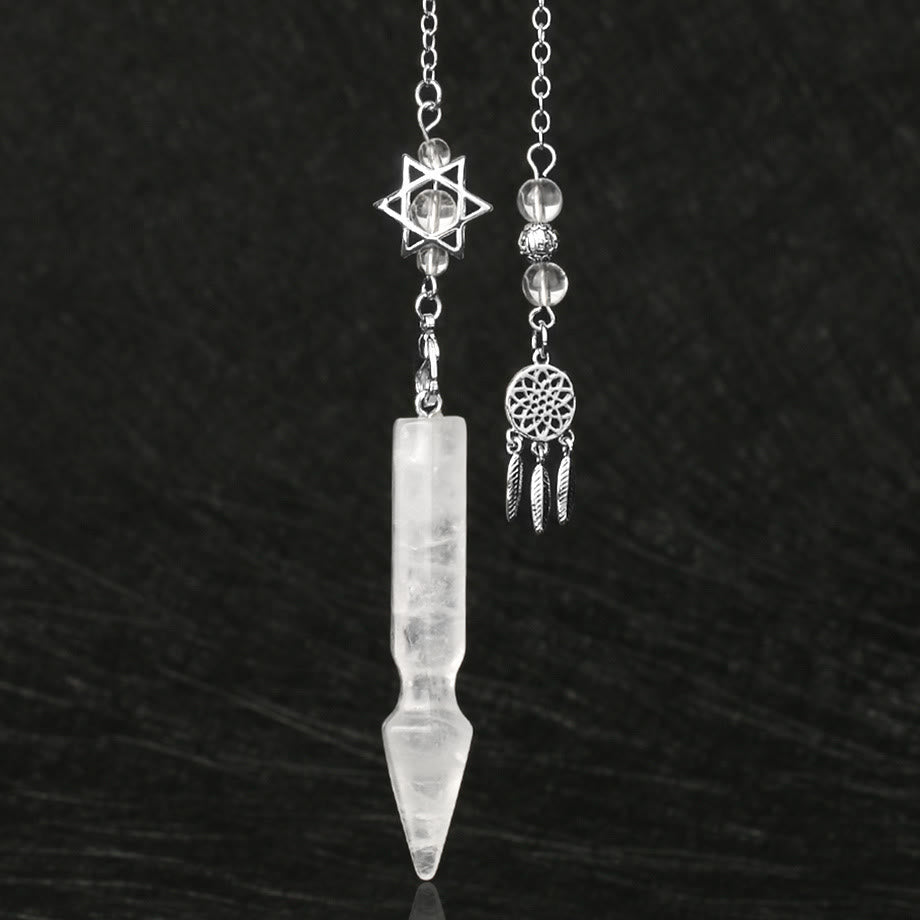 Olivenorma Natural Crystal Metatron Lotus Pendulum - Clear Crystal - image 1