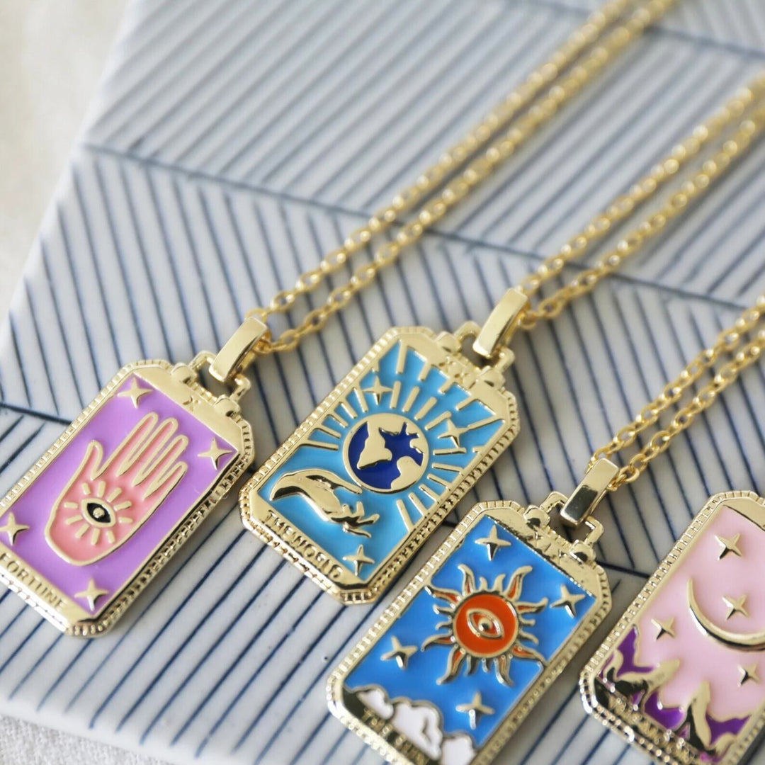 Olivenorma Retro Tarot Card Element Oil Drop Necklace - image 6