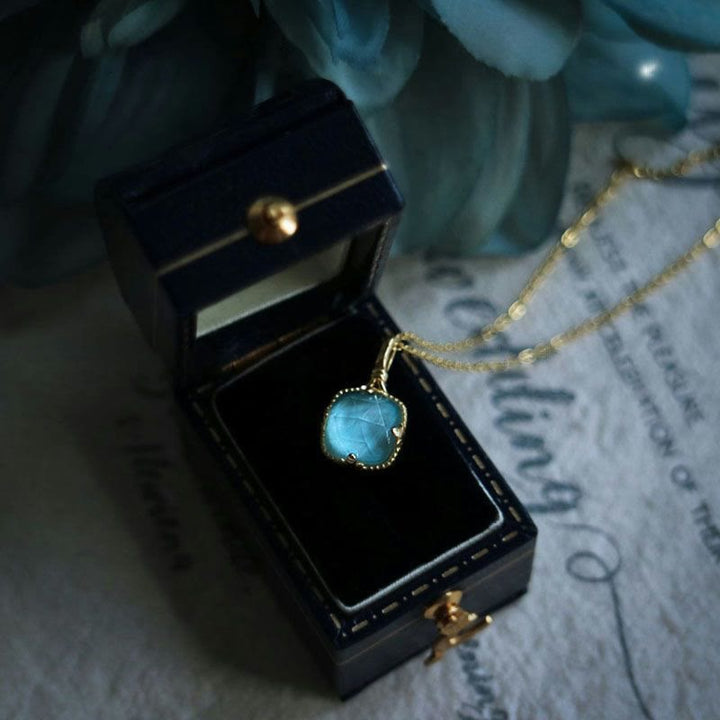 Olivenorma Square Faceted Aquamarine Necklace - Aquamarine - image 0