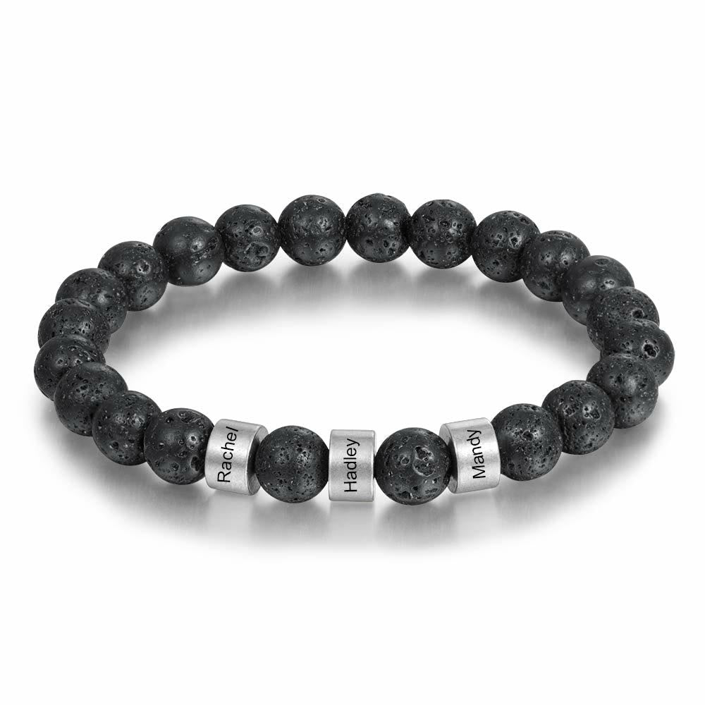 Olivenorma Natural Stone Engraving Personalized Beads Men Bracelet - image 1