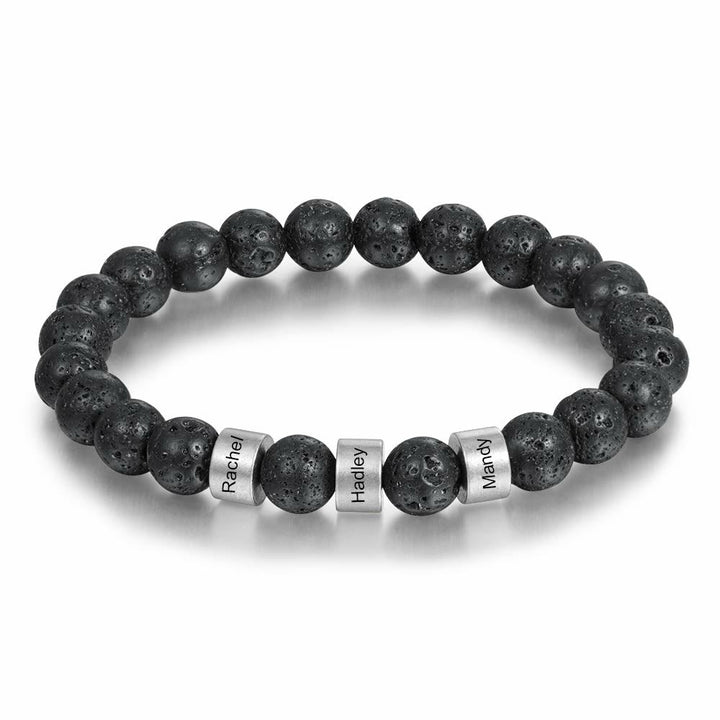 Olivenorma Natural Stone Engraving Personalized Beads Men Bracelet - image 1