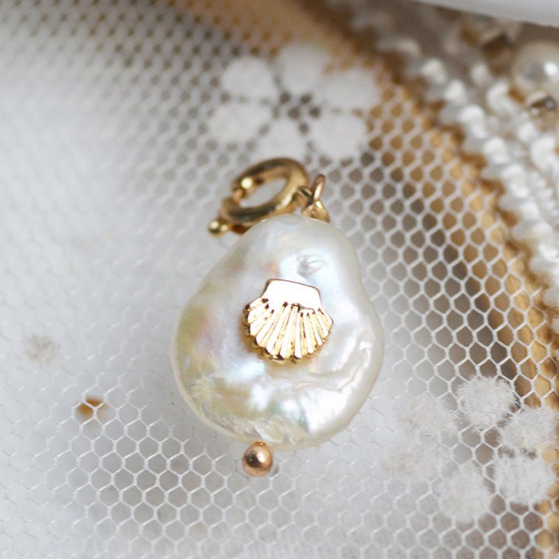Olivenorma Geometric Round Or Water Drop Crystal Gold Pendant Necklace - Pearl Shell - Necklace #5 - image 9