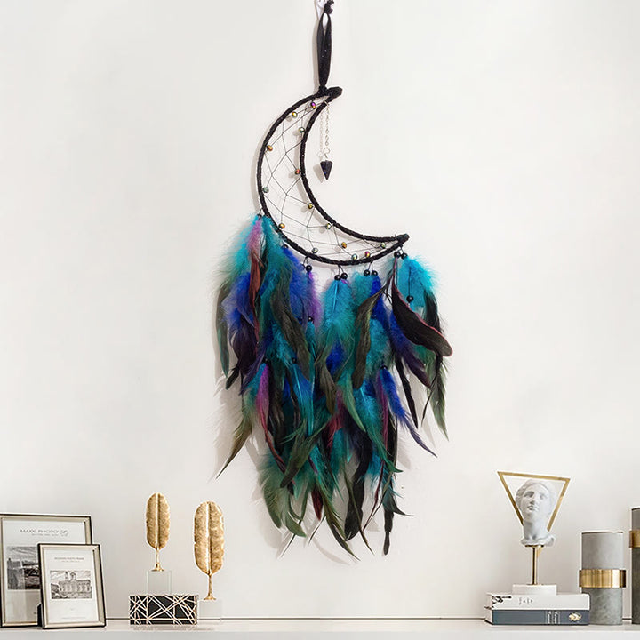 Olivenorma Blue Sandstone Pendant Moon Feather Dream Catcher - image 1